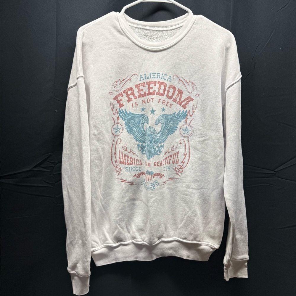 White America Graphic Crewneck Sweater Sz S (12qc)